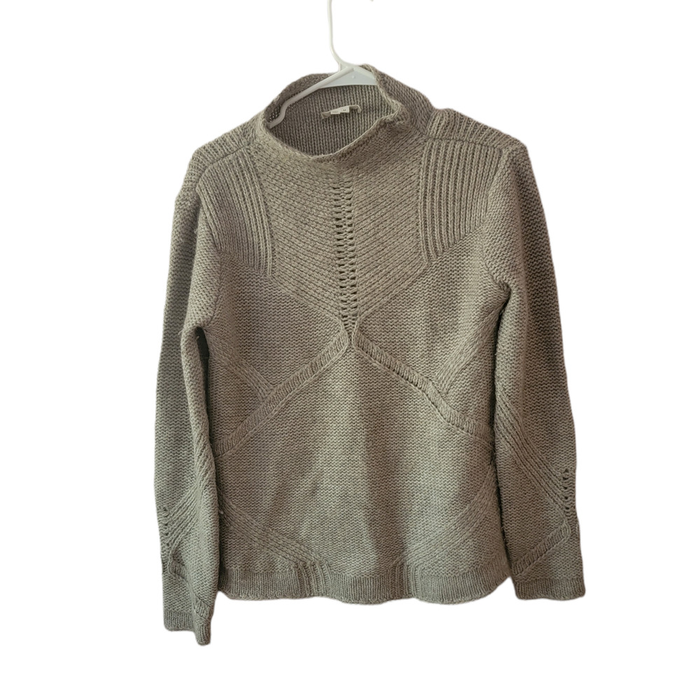 Helmut Lang Gray Alpaca Camel Mock-Neck Hair Sweater